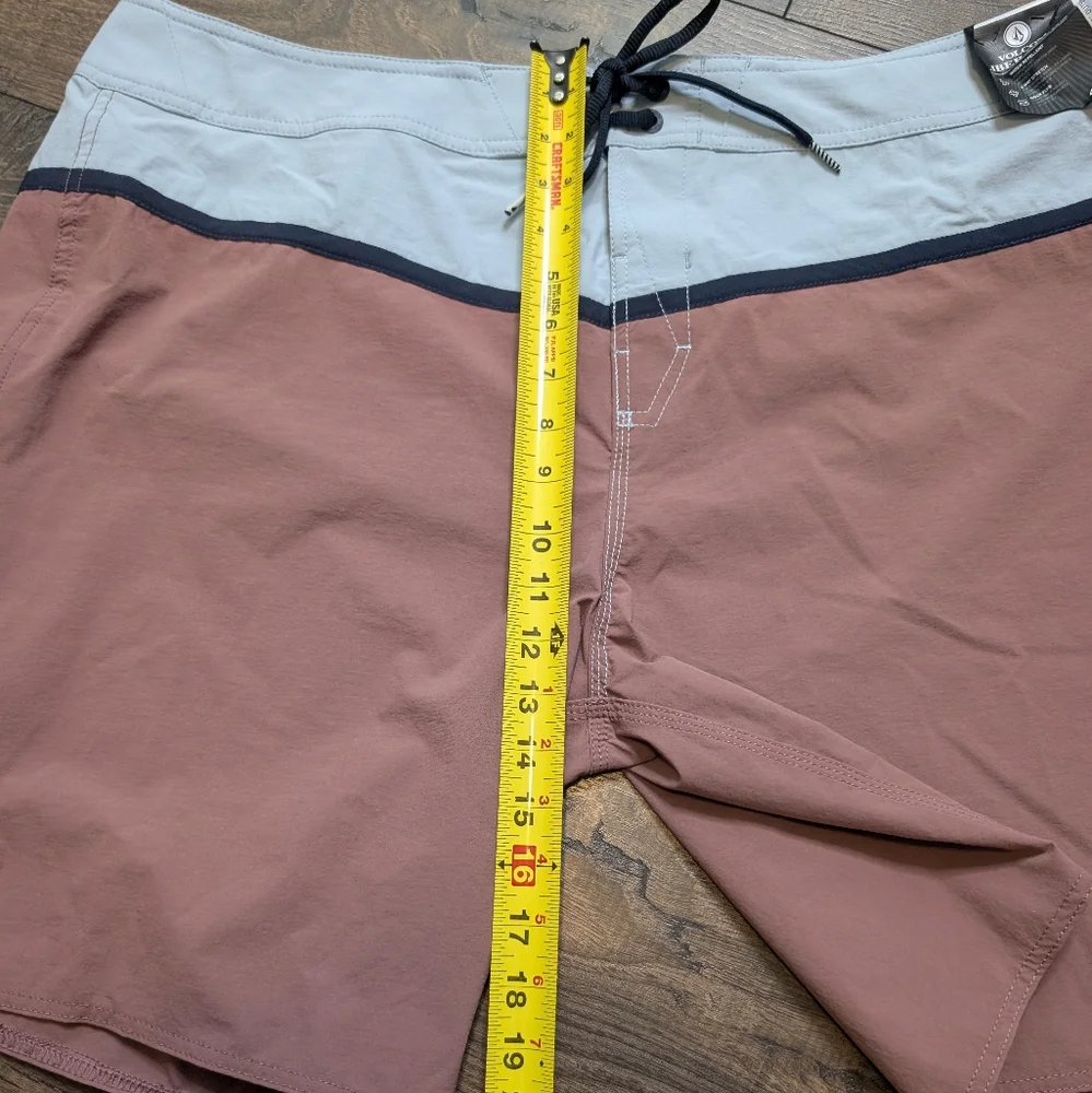 NWT Volcom Men's Da Dubbs Liberator Trunks In Dusty Rose‎ Light Blue Size 40
